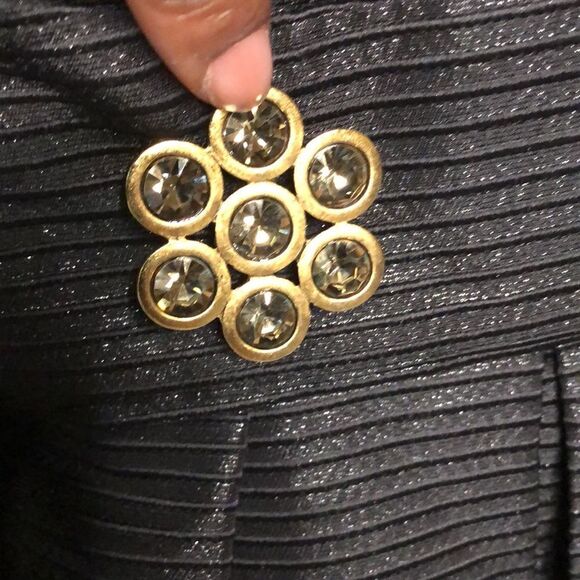 Nanette Lepore Womens Empire Waist Dress 0 Black Taffeta Cap Sleeve Goth Shimmer - Picture 3 of 4